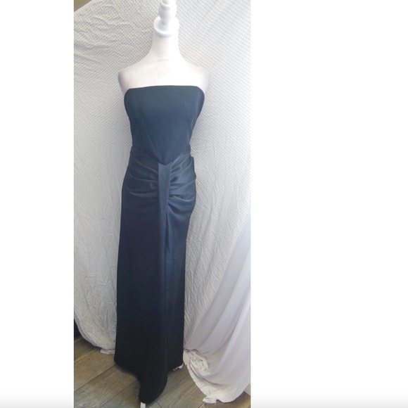 NEW Betsy & Adam BLACK Strapless SATIN Draped RUCHED Pleat EVENING Dress GOWN 12 - Picture 5 of 16